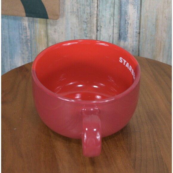 Starbucks Valentines LARGE Split 2 Tone Red Cappucino Mug Grande 16oz - Picture 4 of 6